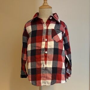 Plaid flannel Kids Shirt - Red, Blue, White
